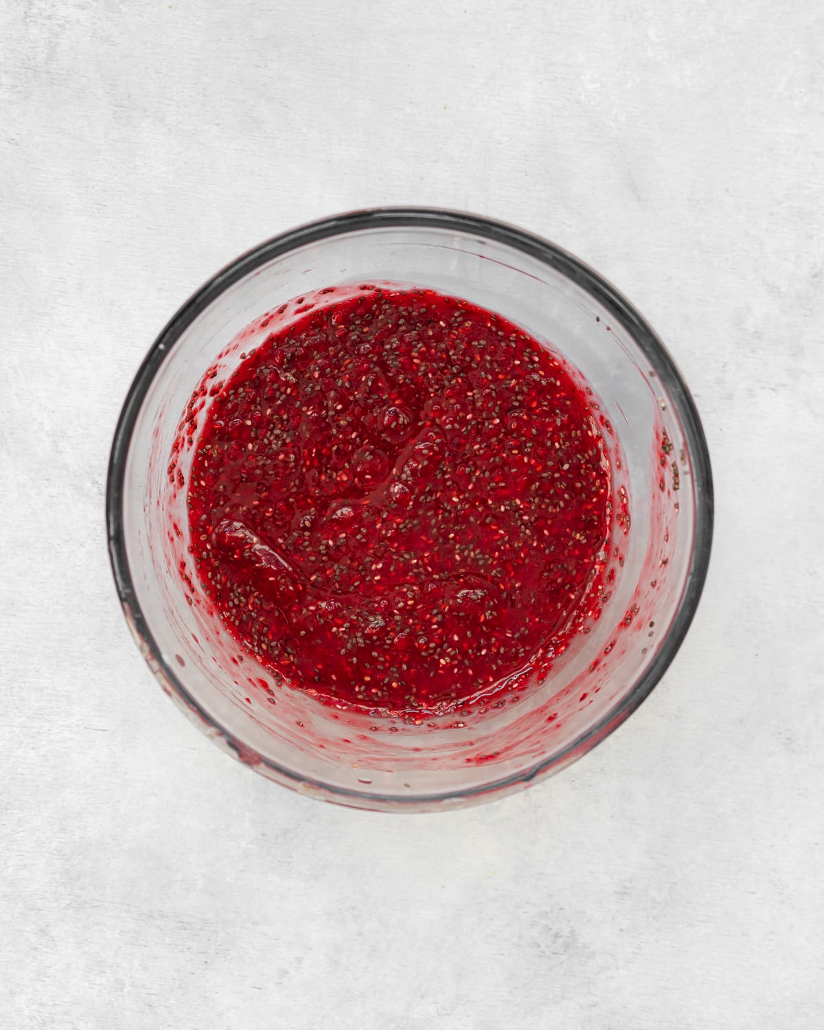 raspberry chia jam in a bowl.