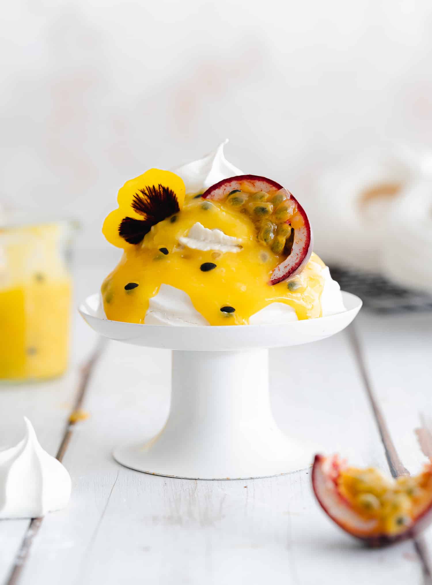 Vegan Meringue Nests With Lemon Passion Fruit Curd