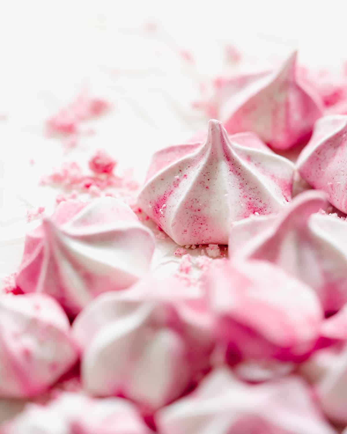 close up of meringue kisses.