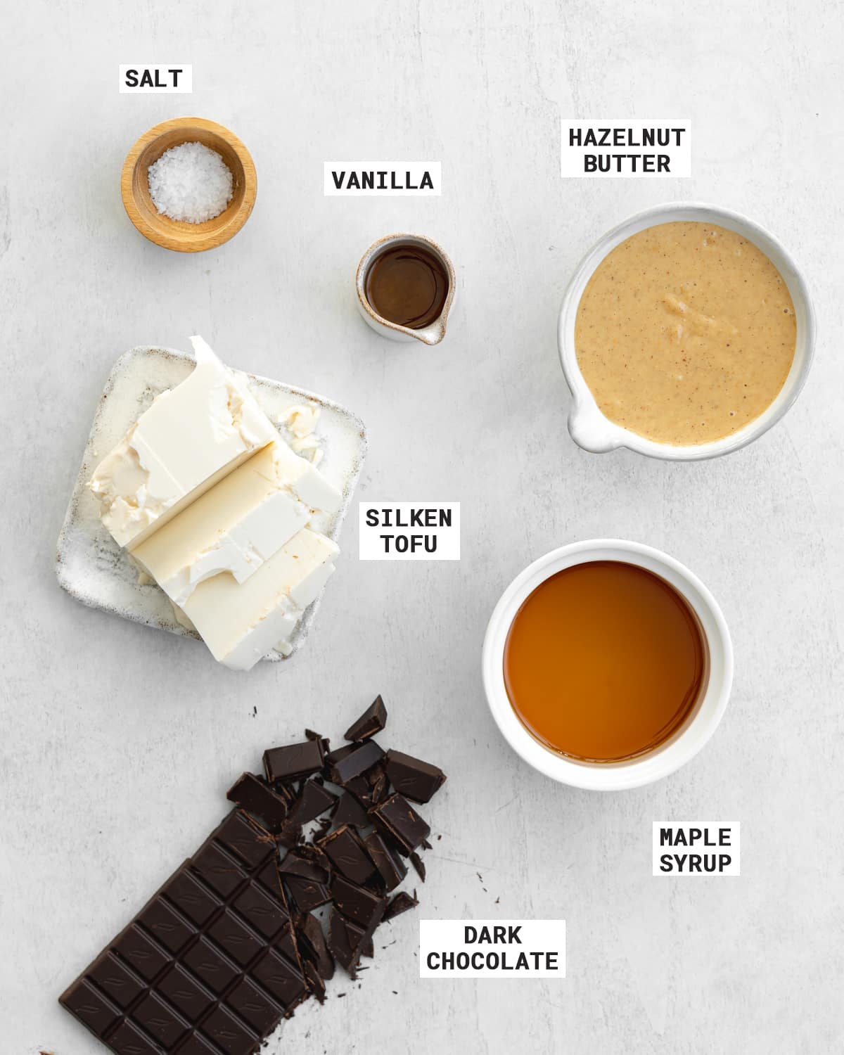 ingredients to make chocolate hazelnut tart.