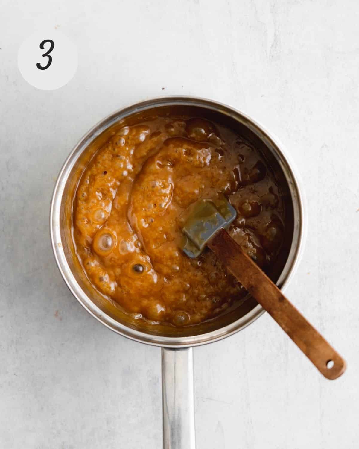 boil caramel to soft crack stage.