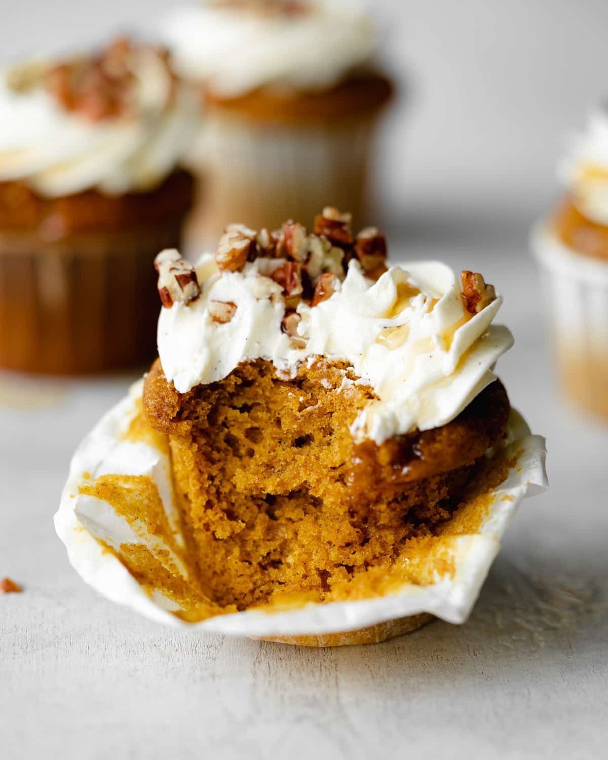 fluffy pumpkin cupcakes.